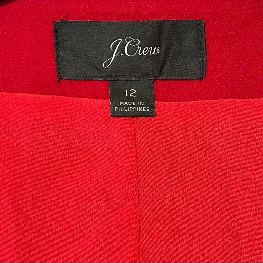 J. Crew size 12 crepe wrap Belted short dress red 3/4 sleeve Holidays  Lined - Picture 11 of 13